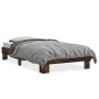 Estructura cama madera ingeniería metal roble humo 100x200 cm de vidaXL, Camas y somieres - Ref: Foro24-845869, Precio: 82,59...