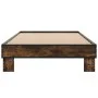 Estructura cama madera ingeniería metal roble humo 100x200 cm de vidaXL, Camas y somieres - Ref: Foro24-845869, Precio: 81,59...