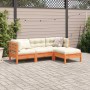 4-piece garden sofa set with wax-brown pine wood cushions by vidaXL, Garden sets - Ref: Foro24-3299381, Price: 355,52 €, Disc...