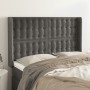 Cabecero con orejas de terciopelo gris oscuro 147x16x118/128 cm