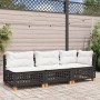 3-seater garden sofa with black synthetic rattan cushions by vidaXL, Outdoor sofas - Ref: Foro24-365941, Price: 215,37 €, Dis...