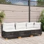 3-seater garden sofa with black synthetic rattan cushions by vidaXL, Outdoor sofas - Ref: Foro24-365941, Price: 234,58 €, Dis...