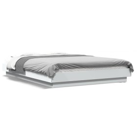 Estructura de cama con LED madera ingeniería blanco 140x190 cm de vidaXL, Camas y somieres - Ref: Foro24-3281126, Precio: 182...