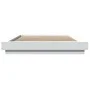 White engineered wood bed frame with LED 140x190 cm by vidaXL, Beds and slatted bases - Ref: Foro24-3281126, Price: 180,18 €,...