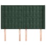 Cabecero con orejas de terciopelo verde oscuro 147x16x118/128cm