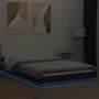 Bed frame with LED lights brown oak wood 140x190 cm by vidaXL, Beds and slatted bases - Ref: Foro24-3281132, Price: 185,38 €,...