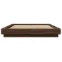 Bed frame with LED lights brown oak wood 140x190 cm by vidaXL, Beds and slatted bases - Ref: Foro24-3281132, Price: 185,38 €,...