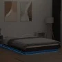 Bed frame with LED lights brown oak wood 135x190 cm by vidaXL, Beds and slatted bases - Ref: Foro24-3281139, Price: 181,26 €,...