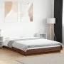 Bed frame with LED lights brown oak wood 135x190 cm by vidaXL, Beds and slatted bases - Ref: Foro24-3281139, Price: 181,26 €,...