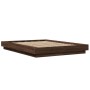 Bed frame with LED lights brown oak wood 135x190 cm by vidaXL, Beds and slatted bases - Ref: Foro24-3281139, Price: 183,50 €,...