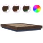 Bettgestell mit LED-Leuchten, braunes Eichenholz, 135 x 190 cm von vidaXL, Betten und Lattenroste - Ref: Foro24-3281139, Prei...