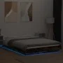 Bed frame with LED lights smoked oak wood 140x190 cm by vidaXL, Beds and slatted bases - Ref: Foro24-3281130, Price: 174,95 €...