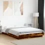 Bed frame with LED lights smoked oak wood 140x190 cm by vidaXL, Beds and slatted bases - Ref: Foro24-3281130, Price: 174,95 €...