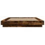 Bed frame with LED lights smoked oak wood 140x190 cm by vidaXL, Beds and slatted bases - Ref: Foro24-3281130, Price: 177,08 €...