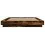Bed frame with LED lights smoked oak wood 140x190 cm by vidaXL, Beds and slatted bases - Ref: Foro24-3281130, Price: 174,95 €...