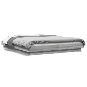 Sonoma gray engineered wood bed frame 150x200 cm by vidaXL, Beds and slatted bases - Ref: Foro24-3281187, Price: 163,42 €, Di...