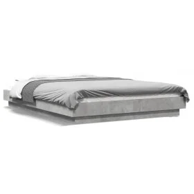 Concrete gray engineered wood bed frame 120x190cm by vidaXL, Beds and slatted bases - Ref: Foro24-3281234, Price: 153,94 €, D...