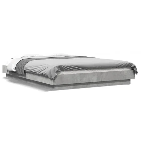 Concrete gray engineered wood bed frame 120x190cm by vidaXL, Beds and slatted bases - Ref: Foro24-3281234, Price: 153,94 €, D...