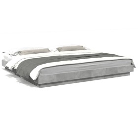 Concrete gray engineered wood bed frame 200x200cm by vidaXL, Beds and slatted bases - Ref: Foro24-3281164, Price: 180,10 €, D...