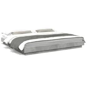 Concrete gray engineered wood bed frame 200x200cm by vidaXL, Beds and slatted bases - Ref: Foro24-3281164, Price: 177,97 €, D...