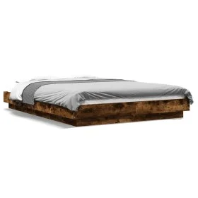 Smoked oak engineered wood bed frame 140x200cm by vidaXL, Beds and slatted bases - Ref: Foro24-3281193, Price: 159,26 €, Disc...