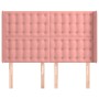 Cabecero con orejas de terciopelo rosa 147x16x118/128 cm