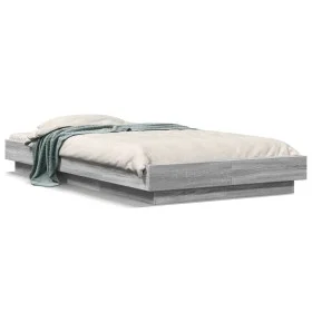 Sonoma gray engineered wood bed frame 100x200 cm by vidaXL, Beds and slatted bases - Ref: Foro24-3281208, Price: 141,81 €, Di...