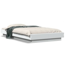 White engineered wood bed frame 100x200 cm by vidaXL, Beds and slatted bases - Ref: Foro24-3281203, Price: 143,55 €, Discount: %