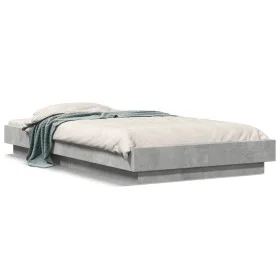 Concrete gray engineered wood bed frame 75x190 cm by vidaXL, Beds and slatted bases - Ref: Foro24-3281248, Price: 119,83 €, D...