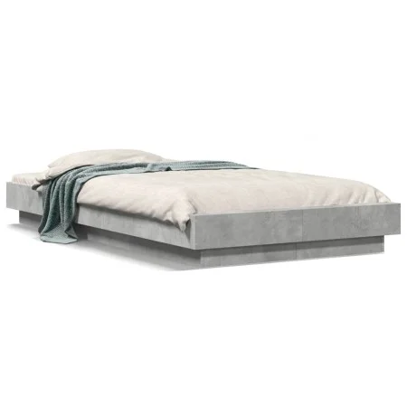 Concrete gray engineered wood bed frame 75x190 cm by vidaXL, Beds and slatted bases - Ref: Foro24-3281248, Price: 119,83 €, D...