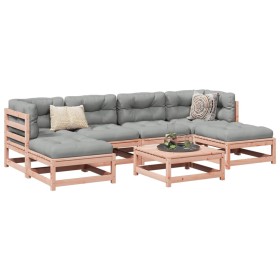 Set de sofás jardín 7 pzas con cojines madera abeto Douglas