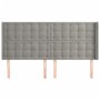 Cabecero con orejas de terciopelo gris claro 163x16x118/128 cm
