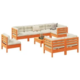 9-piece garden sofa set with wax-brown pine wood cushions by vidaXL, Garden sets - Ref: Foro24-3299516, Price: 788,65 €, Disc...