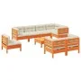 9-piece garden sofa set with wax-brown pine wood cushions by vidaXL, Garden sets - Ref: Foro24-3299516, Price: 788,65 €, Disc...