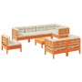 9-teilige Gartensofagarnitur mit wachsbraunen Kissen aus Kiefernholz von vidaXL, Gartensets - Ref: Foro24-3299516, Preis: 802...