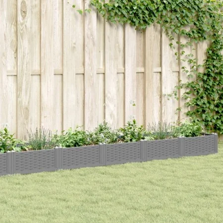 Planter with pegs PP light gray 362.5x42.5x28.5 cm by vidaXL, Pots and planters - Ref: Foro24-368023, Price: 77,90 €, Discoun...