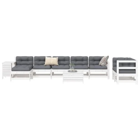Gartensofa-Set 10-teilig aus massivem weißem Kiefernholz von vidaXL, Gartensets - Ref: Foro24-3250669, Preis: 684,51 €, Rabat...