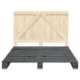 Bed frame with gray pine wood headboard 140x200 cm by vidaXL, Beds and slatted bases - Ref: Foro24-3281564, Price: 212,66 €, ...