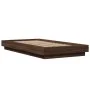 Bed frame with LED lights brown oak wood 90x190 cm by vidaXL, Beds and slatted bases - Ref: Foro24-3281153, Price: 153,54 €, ...