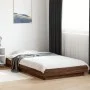 Bed frame with LED lights brown oak wood 90x190 cm by vidaXL, Beds and slatted bases - Ref: Foro24-3281153, Price: 153,54 €, ...