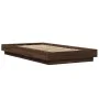 Bed frame with LED lights brown oak wood 90x190 cm by vidaXL, Beds and slatted bases - Ref: Foro24-3281153, Price: 153,54 €, ...