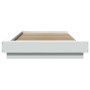 White engineered wood bed frame with LED 90x190 cm by vidaXL, Beds and slatted bases - Ref: Foro24-3281147, Price: 155,42 €, ...