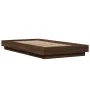 Bed frame with LED lights oak brown wood 100x200 cm by vidaXL, Beds and slatted bases - Ref: Foro24-3281118, Price: 159,91 €,...