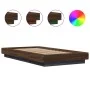Bed frame with LED lights oak brown wood 100x200 cm by vidaXL, Beds and slatted bases - Ref: Foro24-3281118, Price: 159,91 €,...