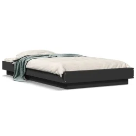 Bed frame with LED lights black engineered wood 100x200cm by vidaXL, Beds and slatted bases - Ref: Foro24-3281113, Price: 160...