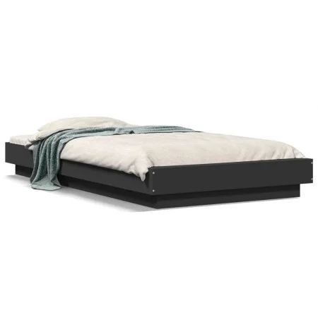 Bed frame with LED lights black engineered wood 100x200cm by vidaXL, Beds and slatted bases - Ref: Foro24-3281113, Price: 160...