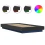 Bed frame with LED lights black engineered wood 100x200cm by vidaXL, Beds and slatted bases - Ref: Foro24-3281113, Price: 160...