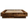 Bed frame with LED lights smoked oak wood 90x190 cm by vidaXL, Beds and slatted bases - Ref: Foro24-3281151, Price: 150,02 €,...