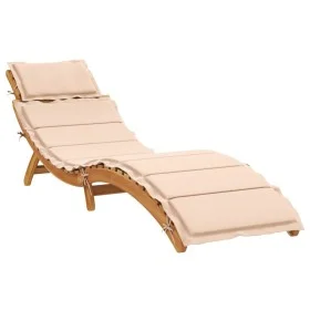 Sonnenliege mit beigem Kissen aus massivem Akazienholz von vidaXL, Liegen - Ref: Foro24-367635, Preis: 165,79 €, Rabatt: %