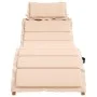 Tumbona con cojín beige madera maciza de acacia de vidaXL, Tumbonas - Ref: Foro24-367635, Precio: 165,27 €, Descuento: %